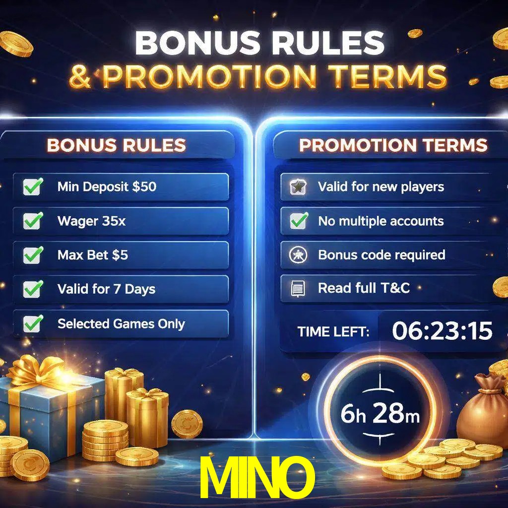 Reglas de promoción MINO y condiciones de bonos explicadas visualmente