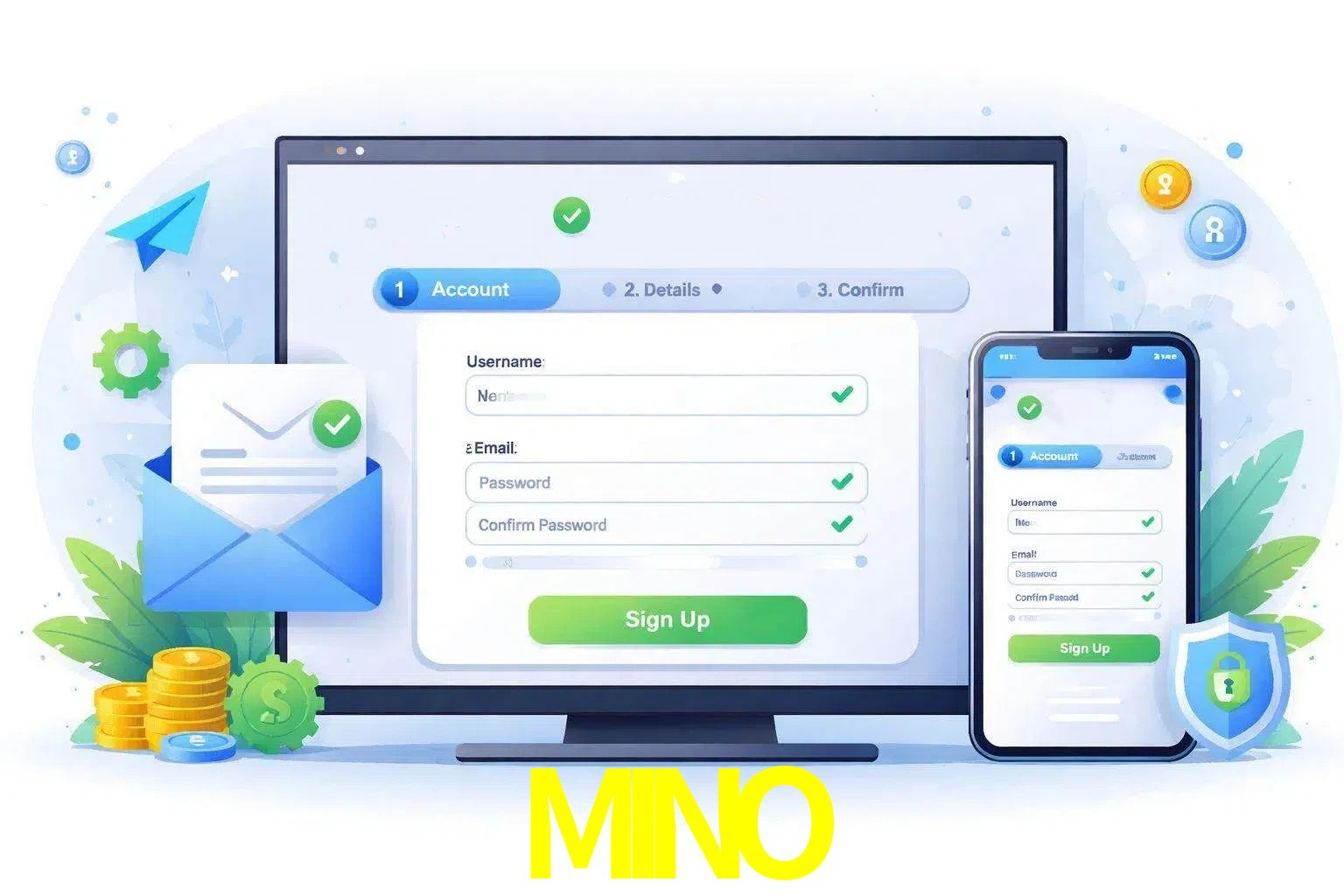 Registro de nuevo usuario y configuración de cuenta MINO
