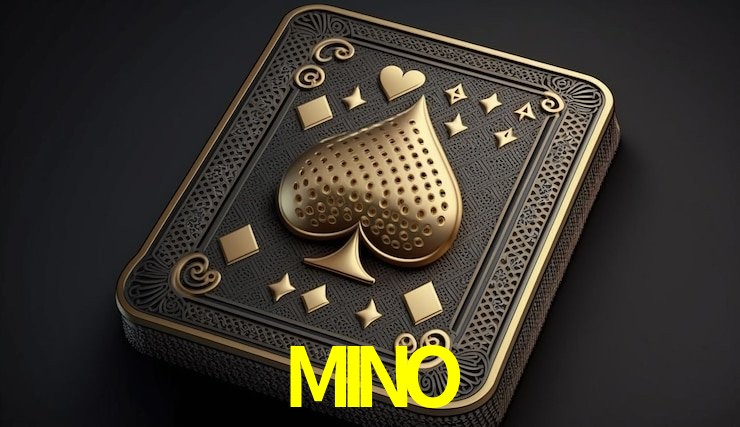 Escena dinámica inspirada en casino con iluminación MINO, cartas, fichas e íconos de juegos digitales en un espacio moderno de juegos.